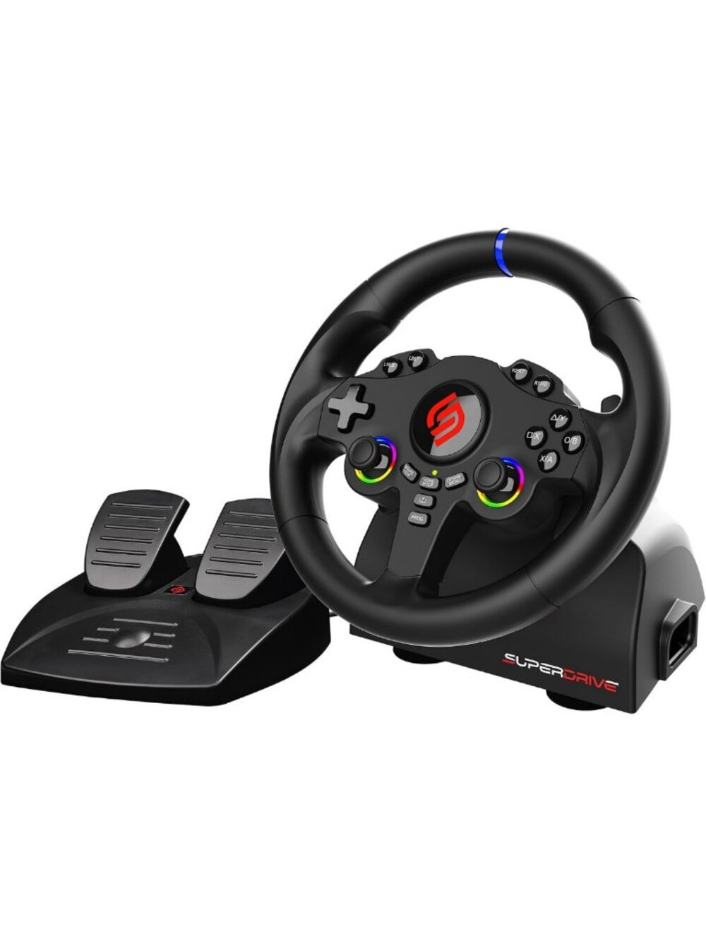 RGB Gaming Steering Wheel for PS5 & PC - 180° Pedals, Racing Simulator Accessory